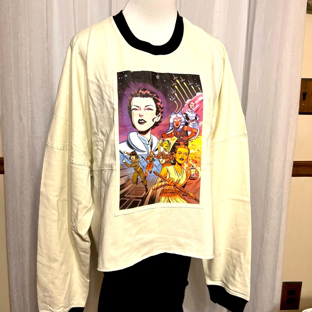NWT Disney Oversized Crop Shirt Embroidered On Back